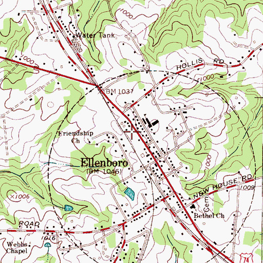 Topographic Map of Town of Ellenboro, NC