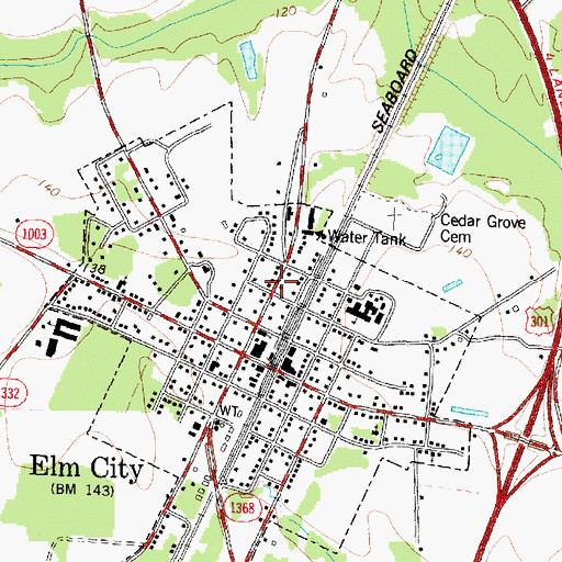 Topographic Map of Town of Elm City, NC