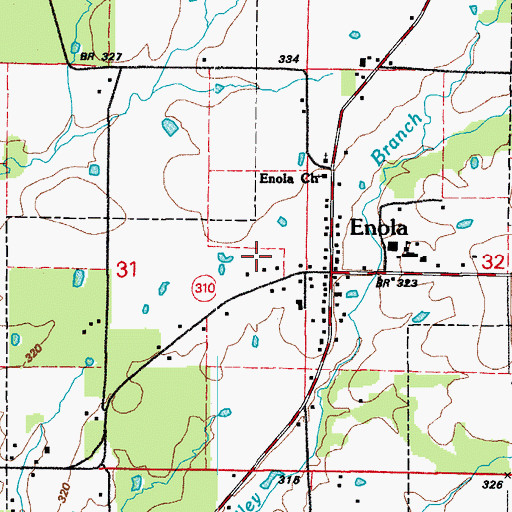 Topographic Map of Town of Enola, AR