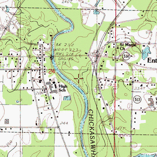 Topographic Map of Town of Enterprise, MS