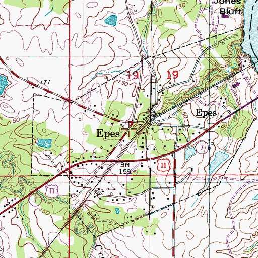 Topographic Map of Town of Epes, AL