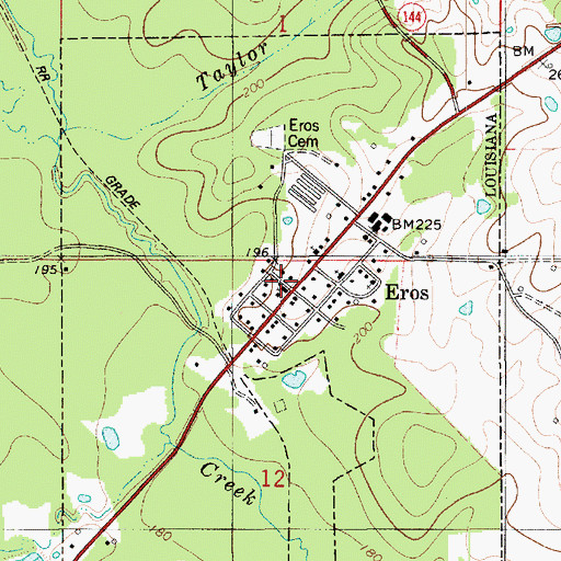 Topographic Map of Town of Eros, LA