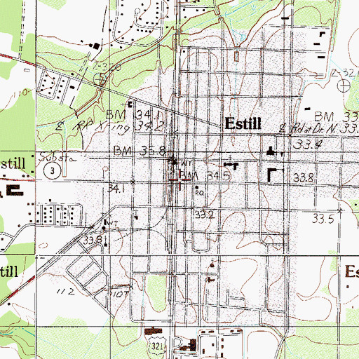 Topographic Map of Town of Estill, SC