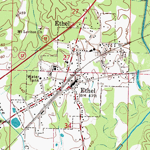 Topographic Map of Town of Ethel, MS