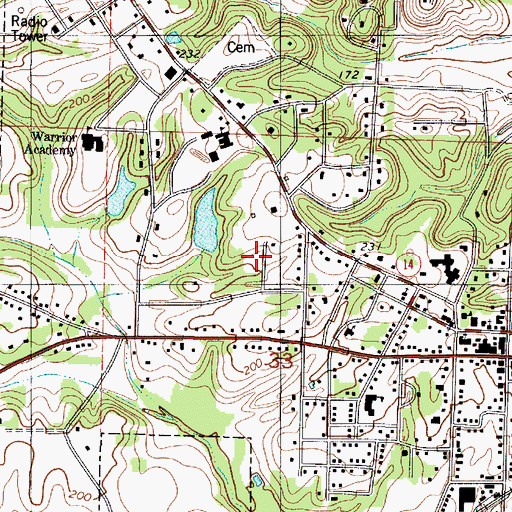 Topographic Map of Town of Eutaw, AL