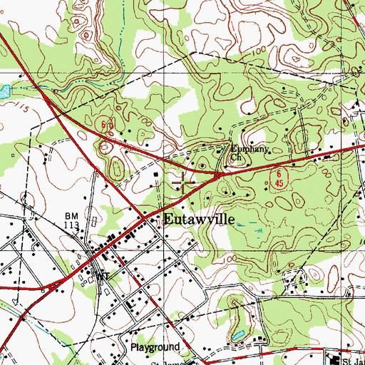 Topographic Map of Town of Eutawville, SC