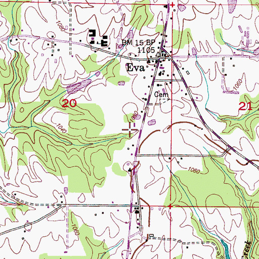 Topographic Map of Town of Eva, AL