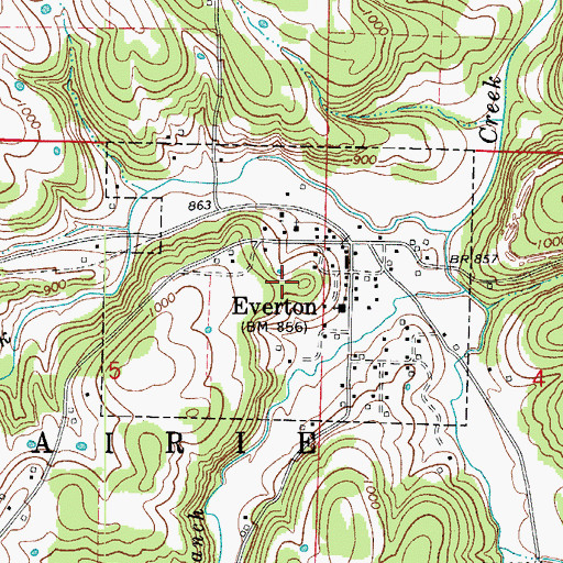 Topographic Map of Town of Everton, AR