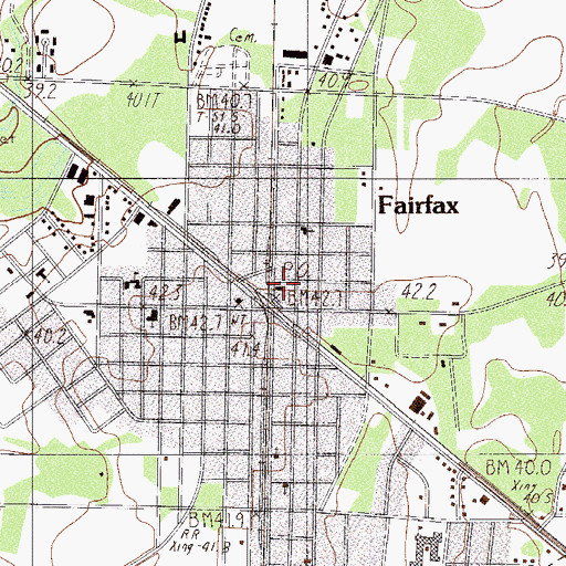 Topographic Map of Town of Fairfax, SC