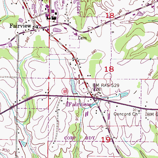 Topographic Map of Town of Fairview, AL
