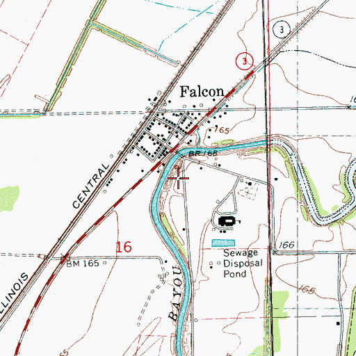 Topographic Map of Town of Falcon, MS