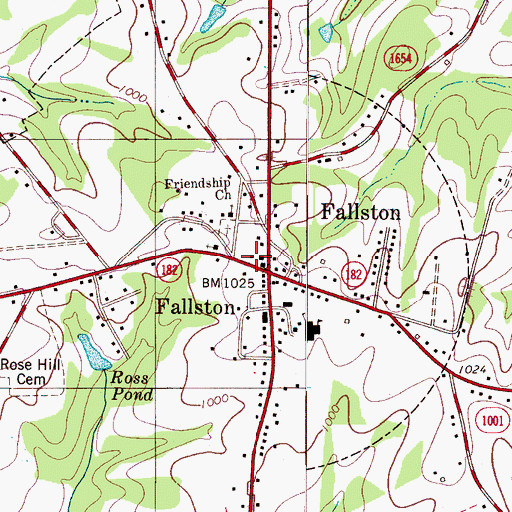 Topographic Map of Town of Fallston, NC