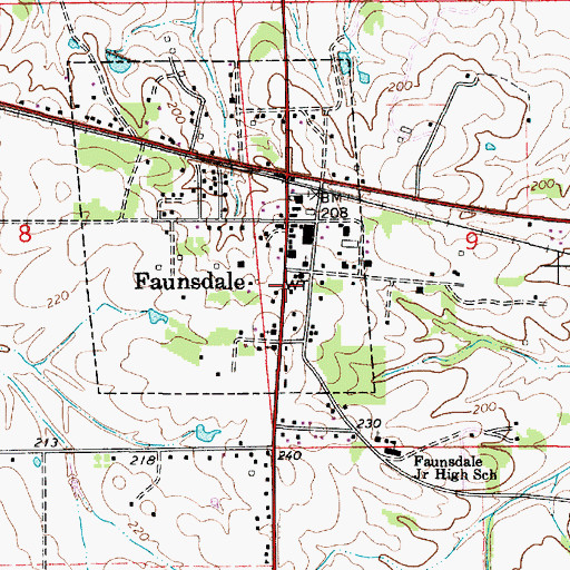 Topographic Map of Town of Faunsdale, AL