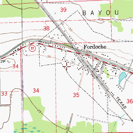 Topographic Map of Town of Fordoche, LA