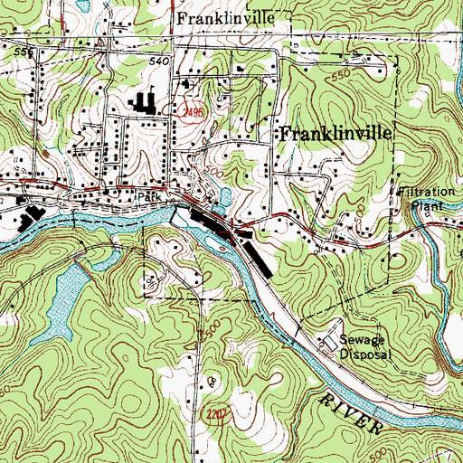 Topographic Map of Town of Franklinville, NC