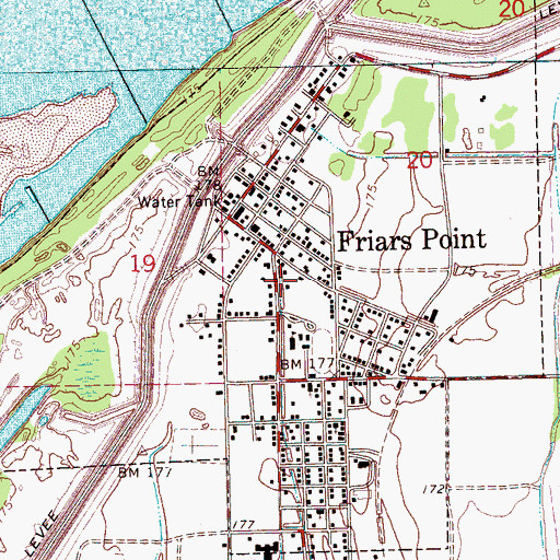 Topographic Map of Town of Friars Point, MS
