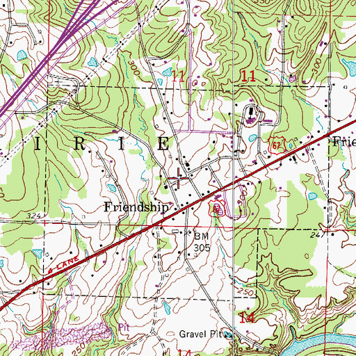 Topographic Map of Town of Friendship, AR