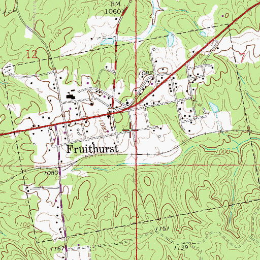 Topographic Map of Town of Fruithurst, AL