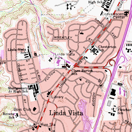 Topographic Map of Clara Barton School, CA