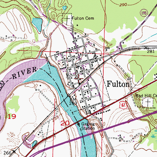 Topographic Map of Town of Fulton, AR