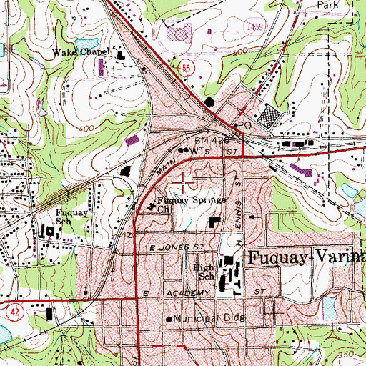 Topographic Map of Town of Fuquay-Varina, NC