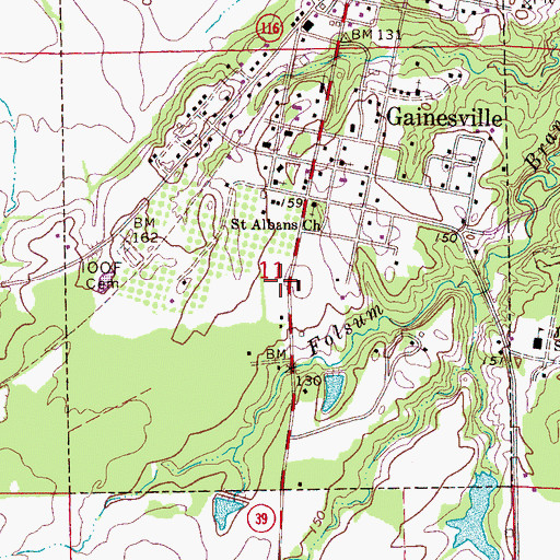 Topographic Map of Town of Gainesville, AL