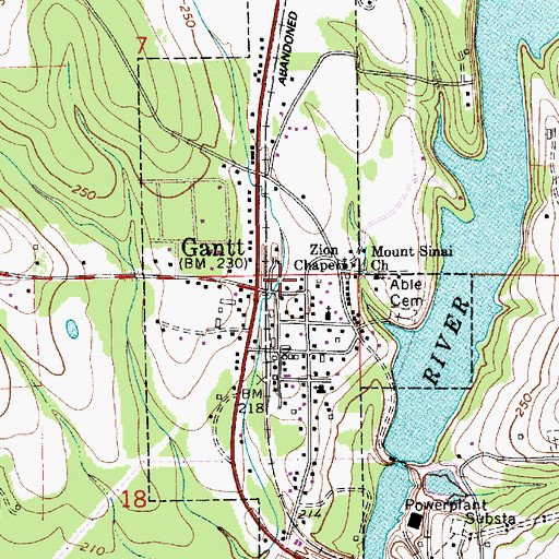 Topographic Map of Town of Gantt, AL