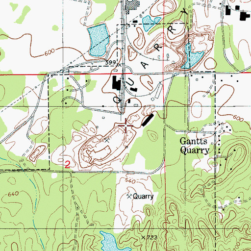Topographic Map of Town of Gantts Quarry (historical), AL