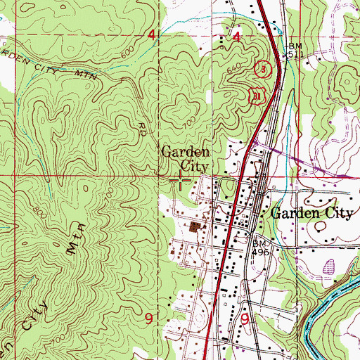 Topographic Map of Town of Garden City, AL
