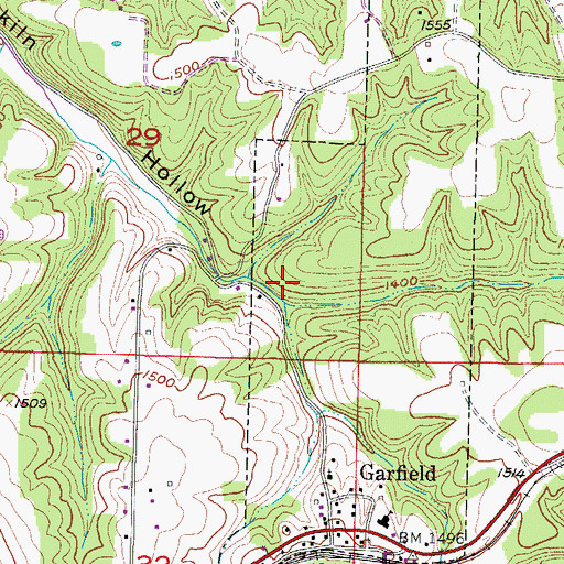 Topographic Map of Town of Garfield, AR