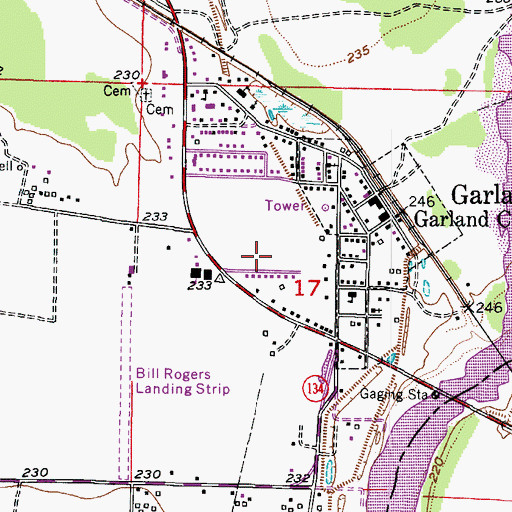 Topographic Map of Town of Garland, AR