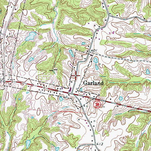 Topographic Map of Town of Garland, TN