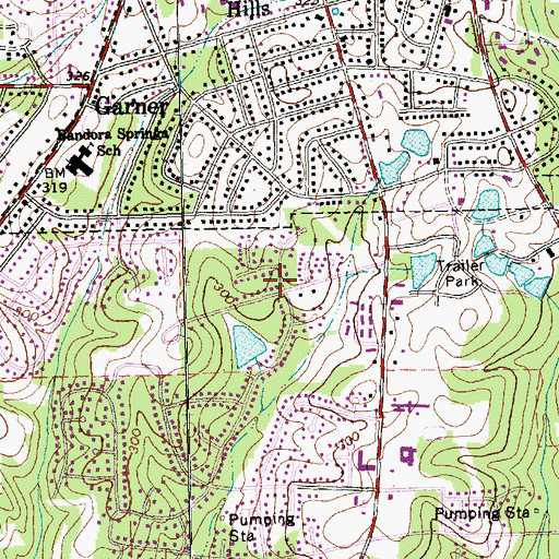 Topographic Map of Town of Garner, NC
