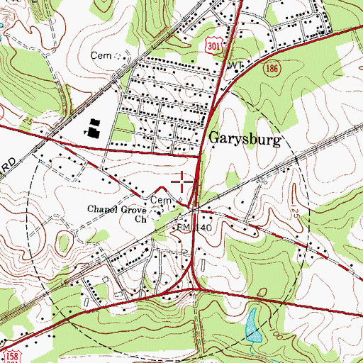 Topographic Map of Town of Garysburg, NC