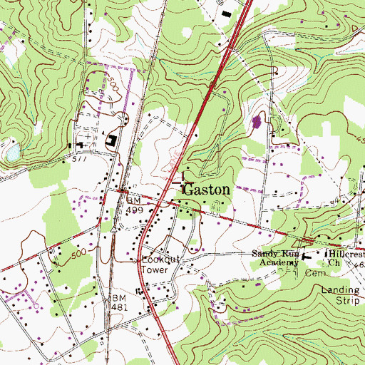 Topographic Map of Town of Gaston, SC
