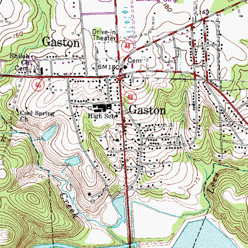 Topographic Map of Town of Gaston, NC