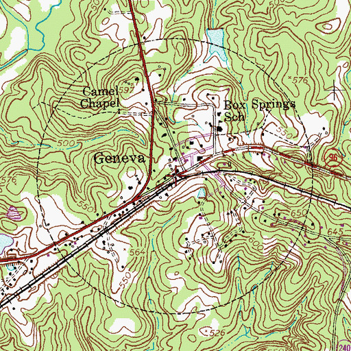 Topographic Map of Town of Geneva, GA