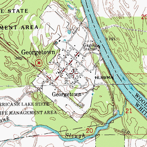 Topographic Map of Town of Georgetown, AR