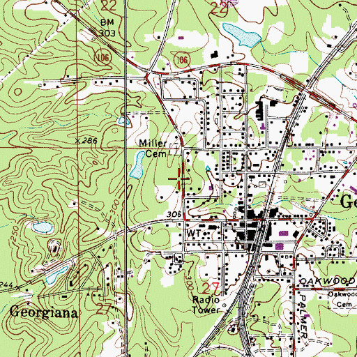 Topographic Map of Town of Georgiana, AL