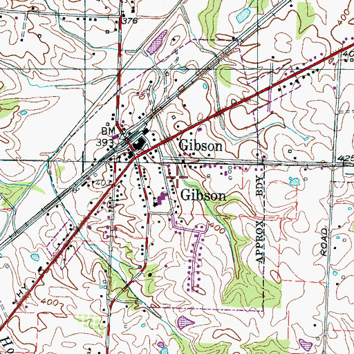 Topographic Map of Town of Gibson, TN