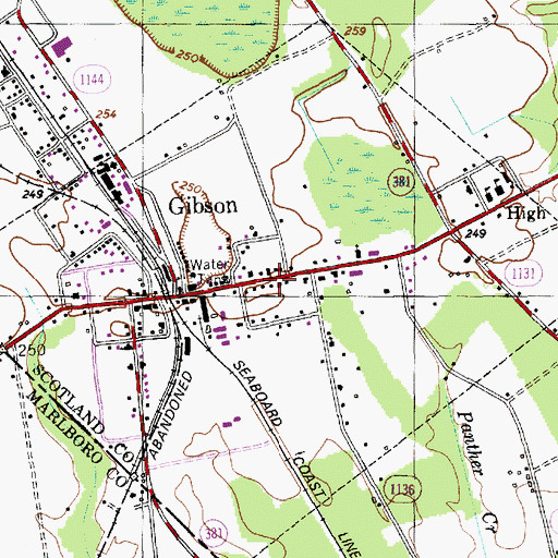 Topographic Map of Town of Gibson, NC