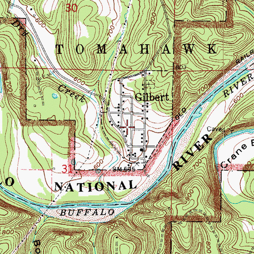 Topographic Map of Town of Gilbert, AR
