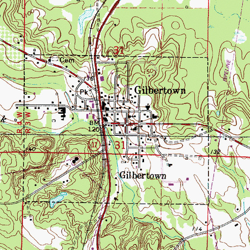 Topographic Map of Town of Gilbertown, AL