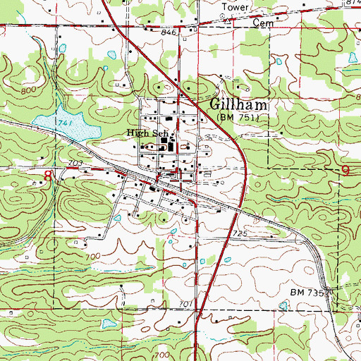 Topographic Map of Town of Gillham, AR