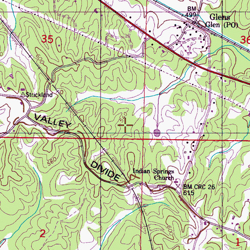 Topographic Map of Town of Glen, MS