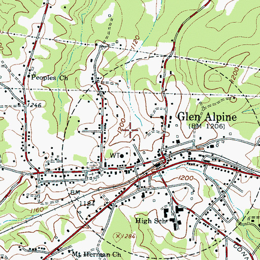 Topographic Map of Town of Glen Alpine, NC