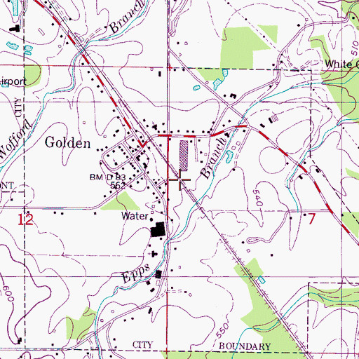 Topographic Map of Town of Golden, MS