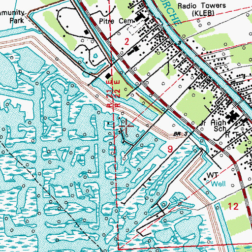Topographic Map of Town of Golden Meadow, LA