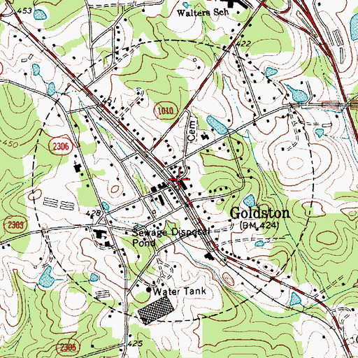 Topographic Map of Town of Goldston, NC