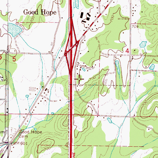 Topographic Map of Town of Good Hope, AL